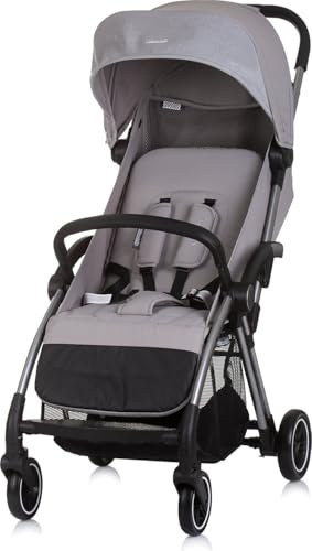 Chipolino Kinderwagen Illusion klappbar, verstellbare Fußstütze, Federung, Korb grau