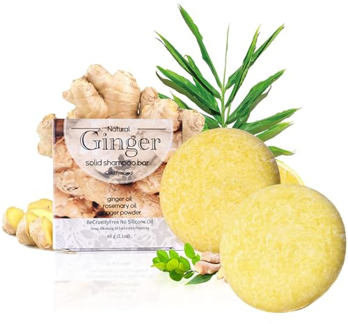 2PCS Ingwer Shampoo Soap Bar, Natürliche Ginger Haarseife mit Rosmarinöl & Ingwerpulver für sanfte Tiefenreinigung der Haarwurzeln, Festes Shampoo Bar, Anti-Haarausfall Shampoo Seife für Haarwachstum