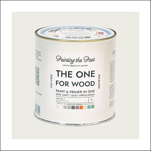 The One for Wood Paint & Primer 1L White No. 2 Once Upon a Time | Semi Matt Finish, Bio-Based & VOC-Free Formula for Wooden Furniture & Surfaces | Durable & Easy Indoor Home Decorating