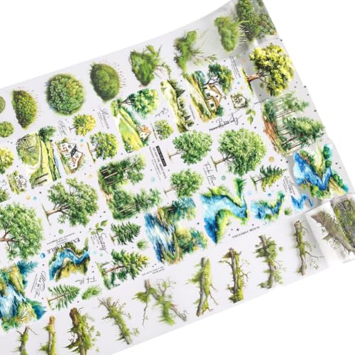 craspire 5 Stil Grüne Pflanzen PET Klebeband Aufkleber Dekoratives Masking Washi Tape Klares DIY Handbuch Selbstklebend Wasserdicht Journaling Scrapbooking Collage Geschenkverpackung Für Tagebuch