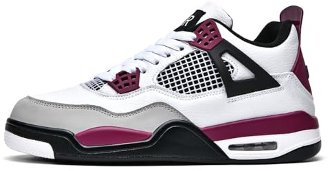 Scarpe da ginnastica per uomo e donna Air 4 retrò classiche, scarpe da basket per bambini, scarpe da skate casual leggere antiscivolo, lavoro, corsa, camminata , Bianco e viola., 43.5 EU