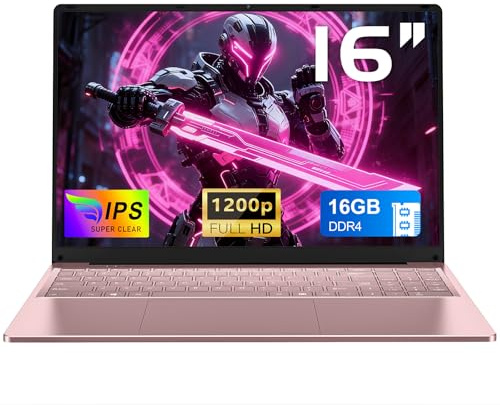 CHIFUYOU Newest 16-inch Laptop 13th Gen N150 up to 3.6GHz, Cheap Gaming Laptop Computer 16GB RAM, 1TB SSD, Win 11 Pro, 1920x1200P, 6000mAh, Backlit keyboard-Rose Gold