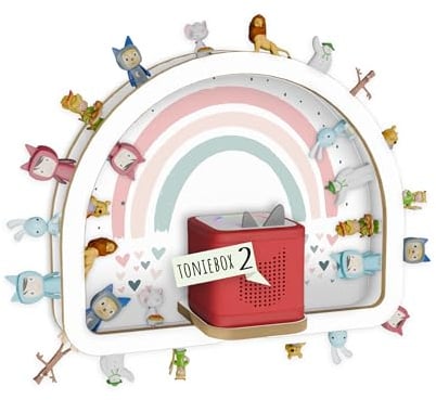 Holzura Tonie Regal Personalisiert, Magnetischer Rahmen Toniebox Regal für Tonies und Toniebox 2, Regenbogen