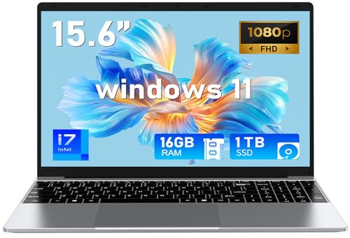 NIAKUN Ordenador portátil de 15.6 pulgadas, procesador i7-7600U (hasta 4.3 GHz), 16 GB de RAM 1 TB SSD