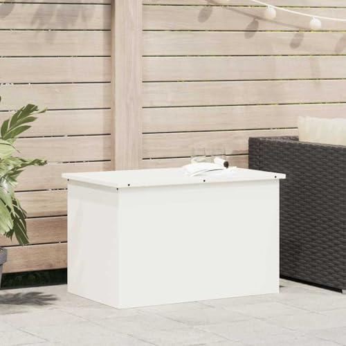 ACAGALA Gartenbox Metall 80x50,5x50 cm, Außenlagerbox mit Gasliftdeckel, Aufbewahrungsbox in Weiß, Outdoor Box wasserdicht Kissenbox für Garten/Balkon/Terrasse