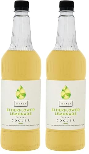Simply Elderflower Lemonade Cooler, Suitable for Vegans, Beverage Syrup for Cocktails, Mocktails & Lemonades (1 Litre) (Pack of 2)