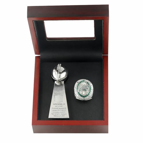 haobook American Football Meisterschaftsring & Pokal Replik Set – Fantasy Football Sammlerstück Geschenk für Fans, Spieler & Sammler, Sport Schreibtisch Display Dekoration,12#