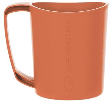Lifeventure Ellipse Reusable 450ml Plastic Mug for Camping, BPA Free | For Travel, Picnics & Outdoor Holidays, these are tough & lightweight, DofE recommended & dishwasher safe. 450ml, Rust Orange
