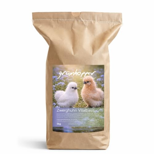 grünhopper Zwerghuhn Vitalbasis Hühnerfutter 5 kg | Hirsebasiert, getreidefrei, ausgewogene Eiweißquellen aus Saaten und Insekten