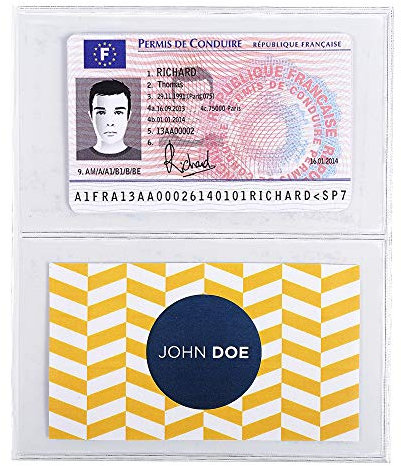 Exacompta 5393E Packung (mit 10 Schutzhüllen, für Ihre Dokumente 6,4 x 11 cm, aus glattem PVC 150µ, Ideal für Visiten-und Kreditkarten) 10er Pack transparent