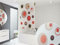 HALB-KASSETTEN DUSCHROLLO 120 cm BREIT MODELL COLORFUL DUSCHVORHANG WEISS BRAUN ROT ORANGE - SONDERMAß - SHOWER ROLLO CURTAIN!