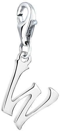 Nenalina Buchstabe W Karabiner Charm Anhänger für Bettelarmband aus 925 Sterling Silber 713252-000
