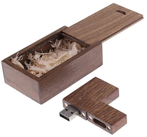 Memoria Usb 2.0 Unidad Flash Usb de Madera Nogal con Caja de Madera Regalo Creativo - 16 Gb