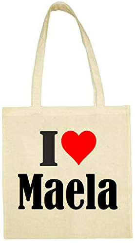 Reifen-Markt Tasche I Love Maela Größe 38x42 Farbe Natur Druck Schwarz