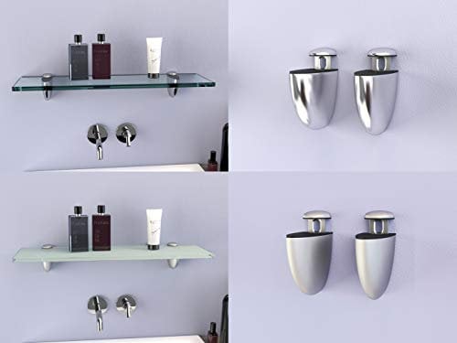 DURAFURN® Glasablage 600 mm x 200 mm x 8 mm als Variante klares Glas mit Edelstahlhalter Glasregal Spiegelablage Badablage Wandhalter Wandregal Duschablage