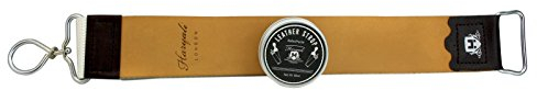 Haryali London Razor Sharpener - Genuine Leather Strop - Brown Straight Razor Sharpener and Knife Sharpener with Handles - Honing Paste - Zero Waste Straight Razor Strop - Knife Strop