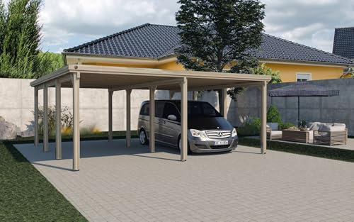 Weka Flachdach-Doppelcarport 618 Gr. 2 mit Trapezblech
