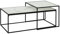 PKline Couchtisch Bora Satztische 2 STK. klar Glas mit Marmorprint Metall schwarz Set