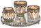 matches21 Windlichter Teelichtgläser 3er Set Kerzengläser auf Spiegeltablett Orient Design Silber aus Glas & Metallrand