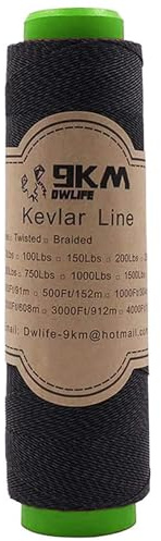 DWLIFE Schwarze, geflochtene Kevlarschnur, 9 kg, für Angelhilfe, hohe Festigkeit, hitzebeständig, für Paracord-Seil, Ultraleicht, taktische Survival-Seil, Drachen, schwarz, 200Lb-500Ft / 152M