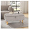 INMOZATA Linen Fabric Footstool Storage Upholstered Ottoman Pouffe Stool Change Shoe Footrest Wooden Legs for Living Room Bedroom Light Grey