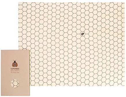 SuperBee Bienenwachstuch | Big Daddy XXL Brot Wax Wrap | Hexagonia | zertfizierte Bio-Baumwolle, Wiederverwendbar, Umwelt-Freundlich, Zero Waste Brot Wrap, 100% Kompostierbar