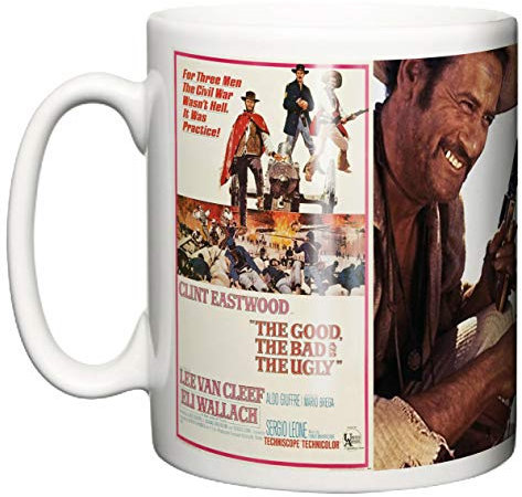 IIE, Classic Movie The Good Bad Ugly Poster & Scene, Clint Eastwood, Ceramic Coffee or Tea Mug.