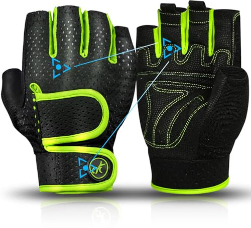 MOREOK Gewichtheber Handschuhe Workout Handschuhe -[3MM Gel] Fitness Handschuhe,Trainingshandschuhe Herren Damen für Krafttraining,Heben, Training, Rudern, Klimmzüge-Gelb-L