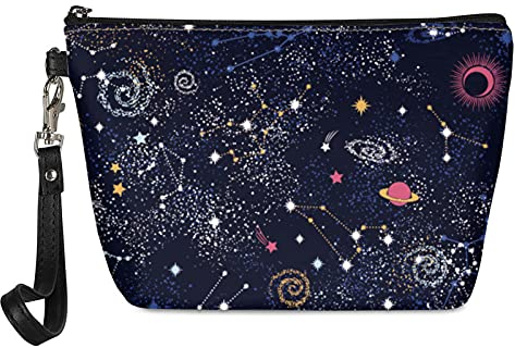 HUIACONG Kleine Make-up-Tasche für Damen, Reisezubehör, Kosmetiktasche, Organizer., Weltall, S,