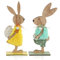 com-four® 2x Supporti Decorativi per Pasqua - Coppia di Coniglietti Pasquali con Uova di Pasqua - Coniglietti Pasquali da Stare in Piedi - Decorazione Pasquale in Legno (2 pezzi - giallo/blu)
