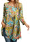 Enmain Womens Tunic Top 3/4 Sleeve Tunics for Women UK Plus Size Round Neck Longline Tops for Leggings Ladies Swing T-Shirt Casual Loose Yellow Patterned Blouse T Shirts XXXL