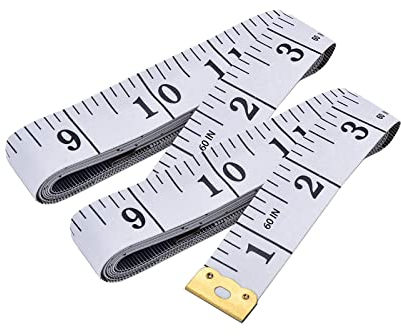2 in 1 Massband, 150 cm Schneidermaßband Rollmaßband Maßbänder Flexibles Massband für Körper Brust Taille Umfang Messen Stoff Schneider und Nähen, Weiß 2 Stück