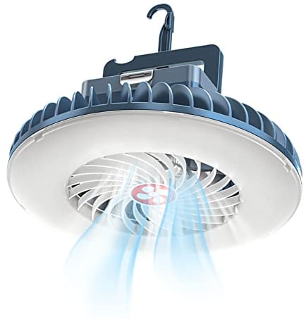 Civikyle 1-Pezzo LED Lampada da Campeggio con Ventilatore USB Ricaricabile, Ventilatore da Campeggio con Luce, Lampada da Tenda Lanterna Powerbank Accessori da Campeggio Outdoor
