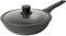 SKK große Aluguss Wok Pfanne Ø 32 cm - induktionsgeeignet - runder Antihaft Stielwok mit flachem Boden & Glasdeckel - Made in Germany