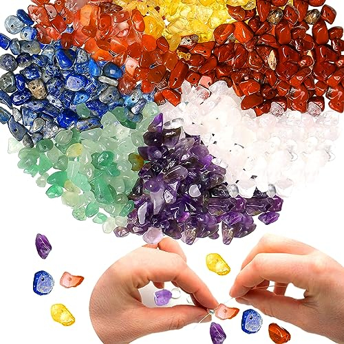XIANNVXI 7 Chakra 400pcs Perlen zum Auffädeln Kristalle Perlen Kristall Steine Perlen für Armbänder Ketten Ohrringe Schmuck Machen Crafting Natürlichen Unregelmäßige Gebohrt DIY Edelsteine 5-8mm