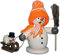 Holzwaren Egermann Rauchmann/Räucherfigur aus Holz - Schneemann mit Schlitten & Kind - Accessoires in Orange - Höhe: ca. 15 cm - Made in Germany