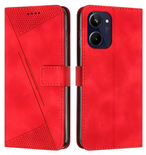 FERLAN Funda Compatible con OPPO Realme 10 4G,Funda Movil Carcasa PU Cuero con Ranura para Tarjeta,Cierre magnético e Soporte Función,Rojo
