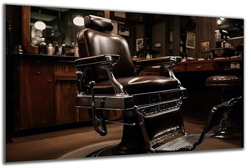 DARO Design - Wand-Bild auf 6mm HDF 84x56 cm Friseur Stuhl Barbier Retro Vintage - Wand-Deko Bilder Geschenk