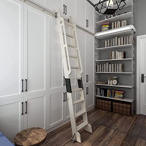 Schiebe-Scheunentor-Hardware-Kit (ohne Leiter), 3,3 Fuß bis 20 Fuß, Rollleiter-Hardware-Bibliotheks-Schiebeleiter-Hardware-Kit, Mobile Leiterschiene aus silbernem Rundrohr aus Stahl für Bibl