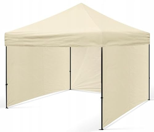 BDW - Pavillon - Zelt - Partyzelt - für Garten, Terasse, Messe - Pavillon Wasserdicht, Stabil - Faltpavillon - Gartenpavillon - 3 Pavillon Seitenteile Inklusive - Pavillon Faltbar 3 x 3 m - Beige