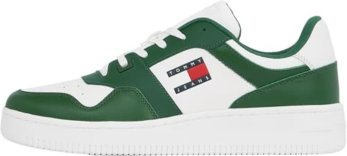 Tommy Jeans Uomo Sneakers con Suola Preformata Retro Basket Sportive, Bianco (Terrain), 42