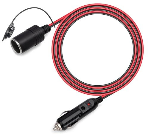 GUNGY 2 Meter KFZ Verlängerungskabel Zigarettenanzünder Buchse Stecker Verlängerung 16AWG Kabel Wasserdicht mit 15A Sicherung für 12V/24V Strom Steckdose Adapter LKW Camping Wohnmobil