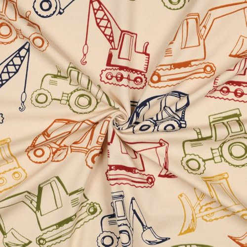 French Terry WORK VEHICLES | Ökotex | sand | Meterware | ab 50x148cm