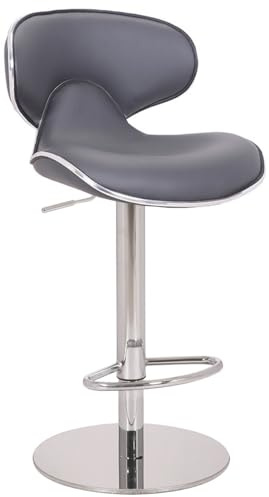 Lamboro Carcaso Deluxe Single Kitchen Bar Stool, Chrome Footrest, Adjustable Swivel Gas Lift, Breakfast Bar & Home Barstool, Charcoal Grey