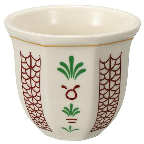 sourcing map Arabic Coffee Cup, 8.5 oz Ceramic Tea Cups Espresso Coffee Mug for Latte Cappuccino Milk Office Home Party Gifts, (White/Red, Style A)