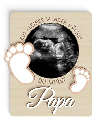 Yezirzax Schwangerschaft Verkünden Holzrahmen Du Wirst Papa – 3D Holz Bilderrahmen Für Ultraschallbild, Emotionale Schwangerschaftsverkündung Geschenk Für Werdenden Papa