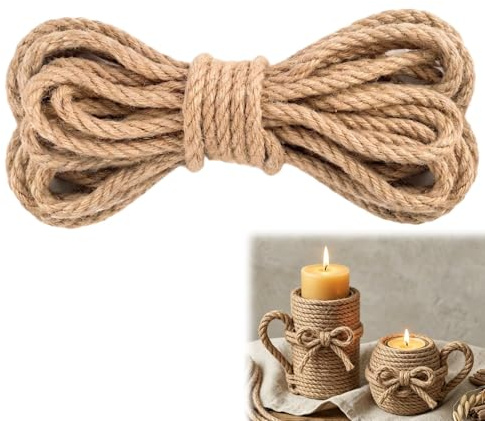 Corde de Chanvre Robuste en Jute Naturelle de 10 mm x 10 m, pour Le Jardinage, Bricolage, décoration intérieure, Emballage, et création d’Accessoires pour Animaux et Artisanat ﻿ ﻿