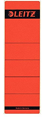 Leitz Rückenschild selbstklebend für Standard- und Hartpappe-Ordner, 10 Stück, 80 mm Rückenbreite, Kurzes und breites Format, 62 x 192 mm, Papier, Rot, 16420025