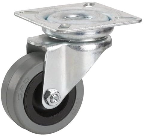 Dörner + Helmer 770100C Lenkrolle mit Anschraubplatte, 50x20mm/Platte 42x42mm, ohne Feststellung, Silber, Grau