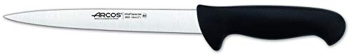 Arcos Cuchillo para filetear con Hoja Acero Inoxidable Nitrum 190 mm. Cuchillo Afilado para filetear Carne y Pescado. Mango ergonómico Polipropileno. Serie 2900. Color Negro.